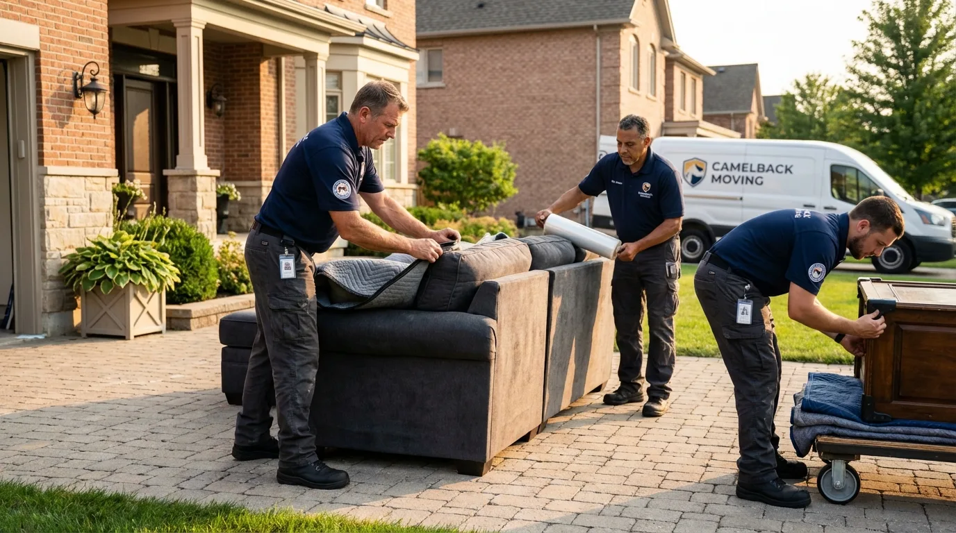 Large estate moving crew wrapping furniture in Mound City, KS