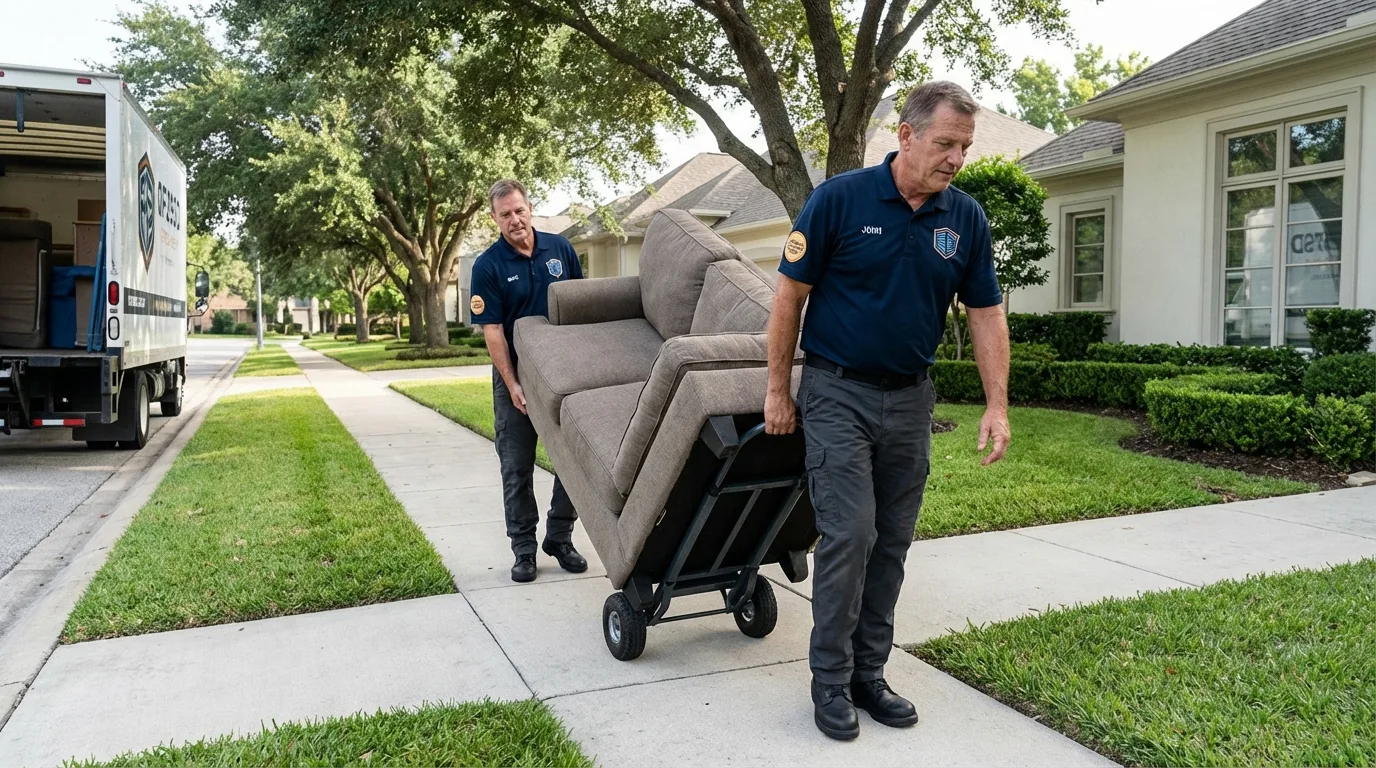Local residential moving crew loading furniture in Mound City, KS