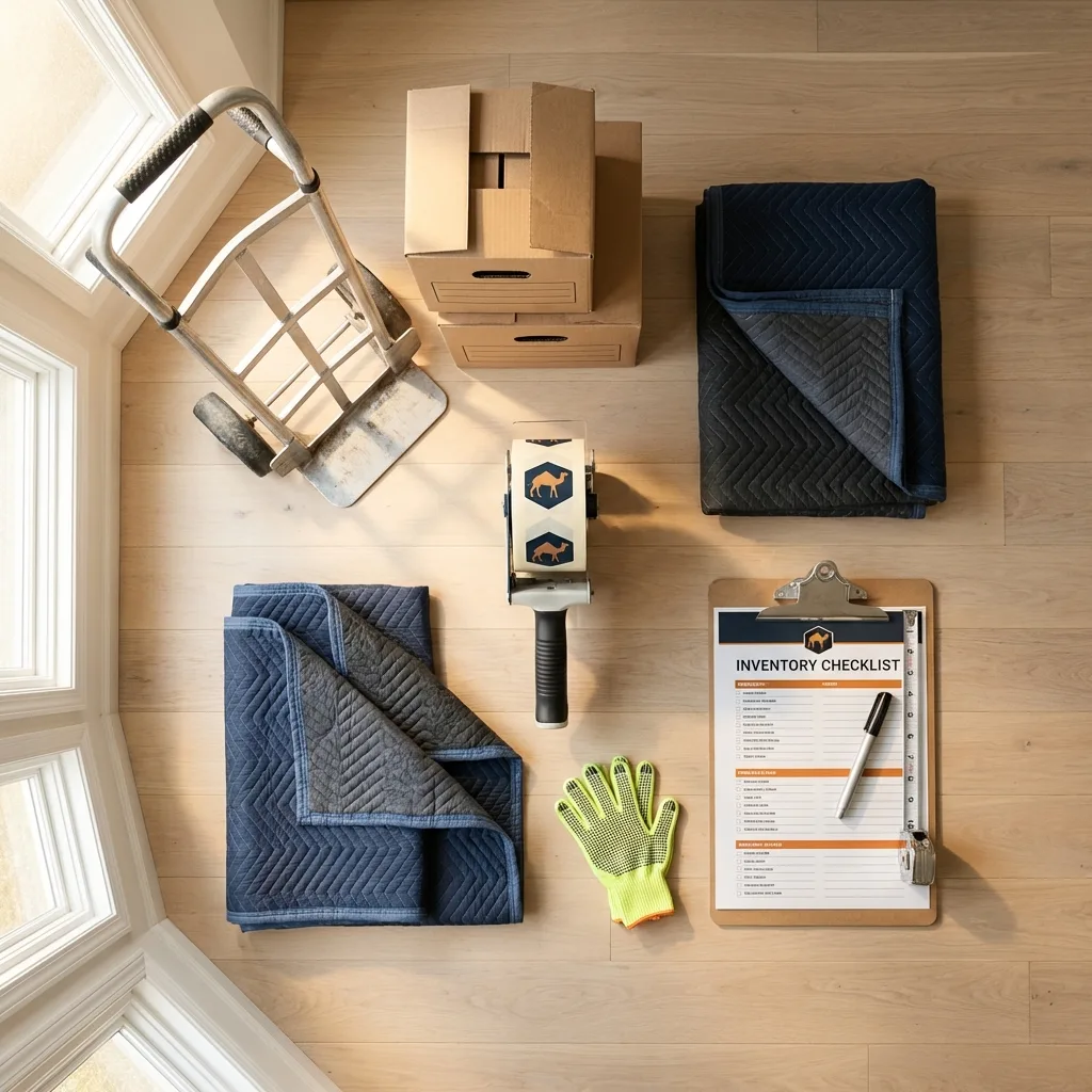 Professional moving supplies and packing materials layout for Mound City residential relocations